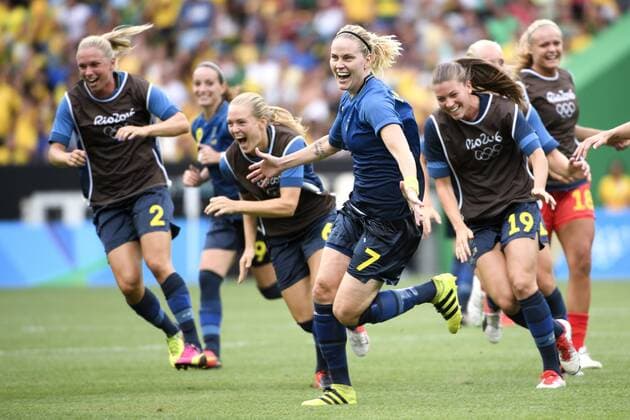 160816 (SWE) Lisa Dahlkvist Jubel - Halbfinale - Brasilien - Schweden - 16 august 2016 under OS i Rio de Janeiro.  Copyright: CARLxSANDIN BB160816CS064