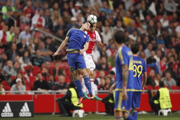 (L-R) Sardar Azmoun of FK Rostov, Joel Veltman of Ajax during the Champions League play-off match between Ajax and FK Rostov at the Amsterdam Arena on august 16, 2016 in Amsterdam, the Netherlands Ajax v FK Rostov Champions League 2016 2017 xVIxxIVx 6031441
