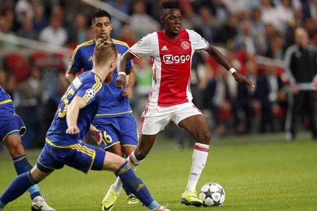 (L-R) Ivan Novoseltsev of FK Rostov, Christian Noboa of FK Rostov, Bertrand Traore of Ajax during the Champions League play-off match between Ajax and FK Rostov at the Amsterdam Arena on august 16, 2016 in Amsterdam, the Netherlands Ajax v FK Rostov Champions League 2016 2017 xVIxxIVx 6031487