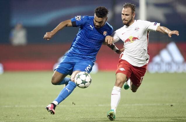 Champions League play off - GNK Dinamo vs FC Red Bull Salzburg 16.08.2016., Zagreb, Croatia - First leg of UEFA Champions League play off at Maksimir stadium between GNK Dinamo and FC Red Bull Salzburg. Soudani, Andreas Ulmer.  SanjinxStrukic PIXSELL