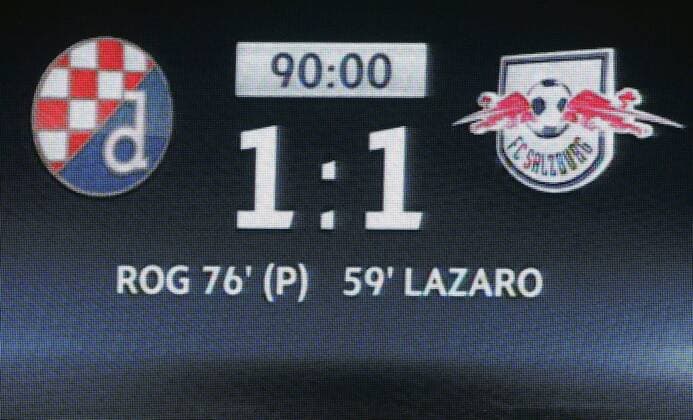 SOCCER - UEFA CL quali, Zagreb vs RBS ZAGREB,CROATIA,16.AUG.16 - SOCCER - UEFA Champions League, Play-off qualification, GNK Dinamo Zagreb vs Red Bull Salzburg. Image shows the scorebaord. GEPAxpictures xFelixxRoittner