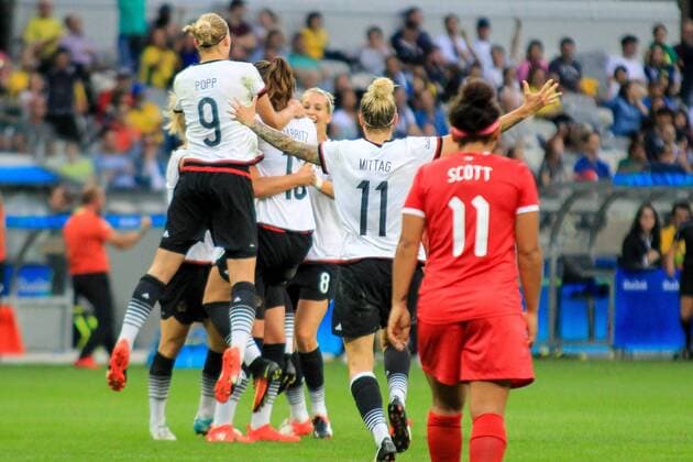 Rio 2016, Fußball, Damen, Deutschland - Kanada Olympics 2016 Football BH BELO HORIZONTE, MG - 16.08.2016: OLYMPICS 2016 FOOTBALL BH - Sara Daebritz scored the second goal in Germany during the match between Canada (CAN) vs Germany (GER), the semi-finals of the Olympic Football Female, the Olympics 2016 held in Mineirao Stadium in the host city Belo Horizonte, MG. (Photo: Dudu Macedo Fotoarena) x1185638x  DuduxMacedo