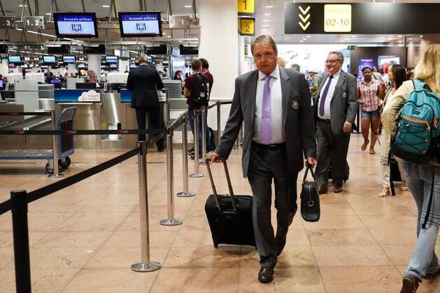 Anderlecht s manager Herman Van Holsbeeck arrives for the departure of Belgian first league soccer team RSC Anderlecht to Prague, Czech Republic, at Brussels Airport in Zaventem, Wednesday 17 August 2016. Tomorrow Anderlecht is playing the first leg of the playoff round in the Europa League competition against Czech Slavia Prague. VIRGINIExLEFOUR  x04912802x