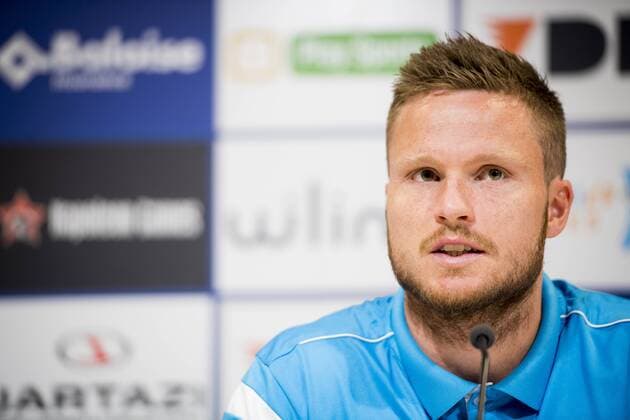 Gent s Lasse Nielsen pictured during a press conference PK Pressekonferenz of Belgian first league soccer team KAA Gent, Wednesday 17 August 2016, in Gent. Tomorrow Gent is playing the first leg of the playoff round in the Europa League competition against Macedonia s Shkendija. JASPERxJACOBS  x04912875x