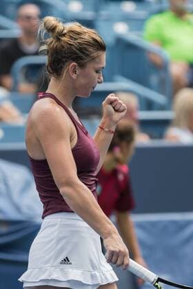 August 17, 2016 - Mason, Ohio, USA - Simona Halep (ROU) pumps her fist after winning Wednesday s match that was resumed from Tuesday s rain delay of the Western and Southern Open at at the Lindner Family Tennis Center , Mason, Oh. Tennis 2016 - Western And Southern Open - Day 5 - ZUMAs304
