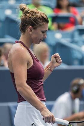 August 17, 2016 - Mason, Ohio, USA - Simona Halep (ROU) pumps her fist after winning Wednesday s match that was resumed from Tuesday s rain delay of the Western and Southern Open at at the Lindner Family Tennis Center , Mason, Oh. Tennis 2016 - Western And Southern Open - Day 5 - ZUMAs304