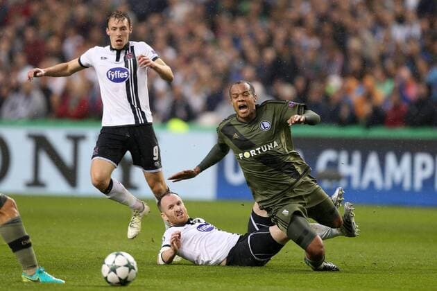 DUBLIN UEFA CHAMPIONS LEAGUE QUALIFICATION FOURTH ROUND MATCH: DUNDALK FC - LEGIA WARSAW DAVID MCMILLAN STEPHEN O DONNELL VADIS ODJIDJA OFOE  160817PYK0018