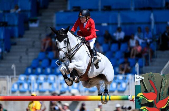 (160817) -- RIO DE JANEIRO, Aug. 17, 2016 -- Germany s Ludger Beerbaum competes during the jumping team of Equestrian at the 2016 Rio Olympic Games Olympische Spiele Olympia OS in Rio de Janeiro, Brazil, on Aug. 17, 2016. Germany won the bronze medal. )(xr) (SP)BRAZIL-RIO DE JANEIRO-OLYMPICS-EQUESTRIAN LiuxDawei 