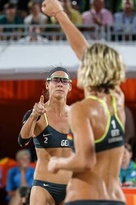Olympics 2016 Beach volleyball Beachvolleyball RIO DE JANEIRO, RJ - 18.08.2016: OLYMPICS 2016 BEACH VOLLEYBALL - Kira during match validates the gold medal between the double Laura Ludwig Kira Walkenhorst (GER) and Agatha Bednarczuk Rippel Barbara Seixas de Freitas (BRA) in the Rio Olympics Beach Volleyball 2016 held at the Beach Volleyball Arena on Beach Copacabana. NOT AVAILABLE FOR LICENSING IN CHINA (Photo: Andre Chaco Fotoarena) x1187669x  AndrexChaco