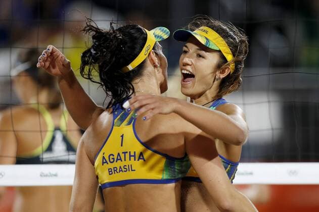 Olympics 2016 Beach volleyball Beachvolleyball RIO DE JANEIRO, RJ - 18.08.2016: OLYMPICS 2016 BEACH VOLLEYBALL - Barbara during match validates the gold medal between the double Laura Ludwig Kira Walkenhorst (GER) and Agatha Bednarczuk Rippel Barbara Seixas de Freitas (BRA) in the Rio Olympics Beach Volleyball 2016 held at the Beach Volleyball Arena on Beach Copacabana. NOT AVAILABLE FOR LICENSING IN CHINA (Photo: Rodolfo Buhrer La Imagem Fotoarena) x1187672x  RodolfoxBuhrer
