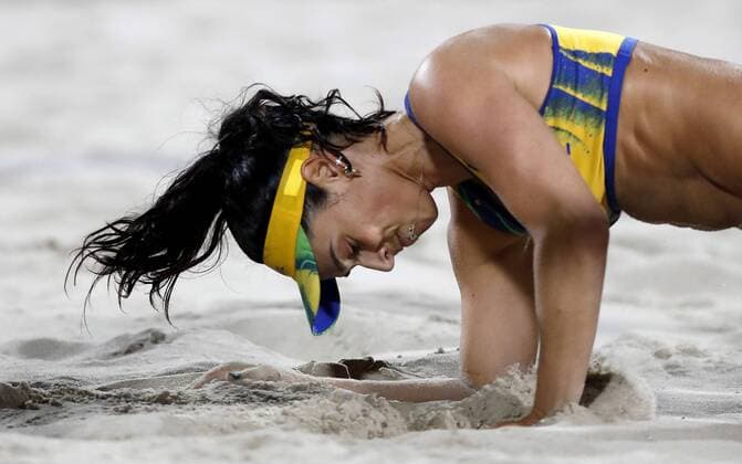 Olympics 2016 Beach volleyball Beachvolleyball RIO DE JANEIRO, RJ - 18.08.2016: OLYMPICS 2016 BEACH VOLLEYBALL - Agatha during match validates the gold medal between the double Laura Ludwig Kira Walkenhorst (GER) and Agatha Bednarczuk Rippel Barbara Seixas de Freitas (BRA) in the Rio Olympics Beach Volleyball 2016 held at the Beach Volleyball Arena on Beach Copacabana. NOT AVAILABLE FOR LICENSING IN CHINA (Photo: Rodolfo Buhrer La Imagem Fotoarena) x1187674x  RodolfoxBuhrer