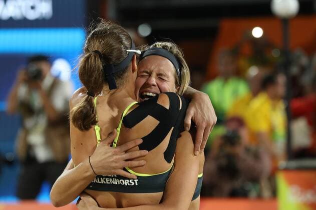 Olympics 2016 Beach volleyball Beachvolleyball RIO DE JANEIRO, RJ - 18.08.2016: OLYMPICS 2016 BEACH VOLLEYBALL - Vitoria double Alema during match valid for the gold medal between the double Laura Ludwig Kira Walkenhorst (GER) and Agatha Bednarczuk Rippel Barbara Seixas de Freitas (BRA) in the Olympic Beach Volleyball 2016 held at the Beach Volleyball Arena, Copacabana Beach. NOT AVAILABLE FOR LICENSING IN CHINA (Photo: Andre Chaco Fotoarena) x1187698x  AndrexChaco