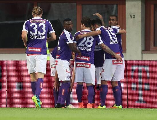 SOCCER - UEFA EL quali, A.Wien vs Rosenborg VIENNA,AUSTRIA,18.AUG.16 - SOCCER - UEFA Europa League, Play-off qualification, FK Austria Wien vs BK Rosenborg Trondheim. Image shows the rejoicing of A.Wien. GEPAxpictures xChristianxOrt