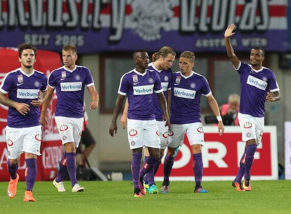 SOCCER - UEFA EL quali, A.Wien vs Rosenborg VIENNA,AUSTRIA,18.AUG.16 - SOCCER - UEFA Europa League, Play-off qualification, FK Austria Wien vs BK Rosenborg Trondheim. Image shows the rejoicing of A.Wien. GEPAxpictures xChristianxOrt