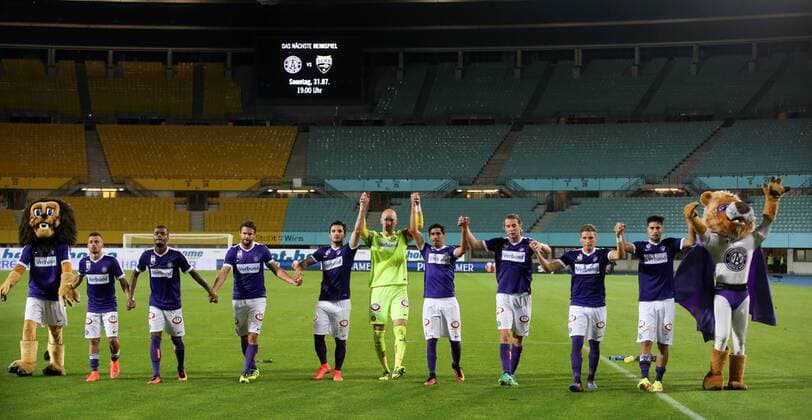 Bilder des Tages SPORT SOCCER - UEFA EL quali, A.Wien vs Rosenborg VIENNA,AUSTRIA,18.AUG.16 - SOCCER - UEFA Europa League, Play-off qualification, FK Austria Wien vs BK Rosenborg Trondheim. Image shows the rejoicing of .Wien. GEPAxpictures xPatrickxLeuk