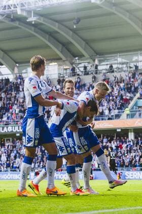 160818 IFK Göteborg jubelt 1-0 Mads Albeck FOOTBALL Europa League IFK Göteborg vs FK Qarabag Agdam 18 august 2016 i Göteborg.  Copyright: MATHIASxBERGELD BB160818BB328