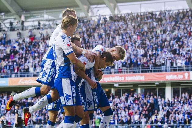 160818 IFK Göteborg jubelt 1-0 Mads Albeck FOOTBALL Europa League IFK Göteborg vs FK Qarabag Agdam 18 august 2016 i Göteborg.  Copyright: MATHIASxBERGELD BB160818BB329