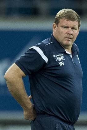 Gent s head coach Hein Vanhaezebrouck pictured during the first leg match of the playoff round between Belgian first league soccer team KAA Gent and Macedonia s first league soccer team Shkendija in the Europa League competition, on Thursday 18 August 2016, in Gent. JASPERxJACOBS  x04913965x