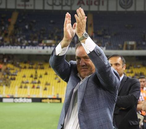 UEFA Europa league Playoff first leg match between Fenerbahce and Grasshoppers at Ulker Stadium in Istanbul on August 18 , 2016. Pictured: Coach Dick Advocaat of Fenerbahce . Not available for publication in Turkey. 