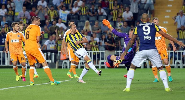 UEFA Europa league Playoff first leg match between Fenerbahce and Grasshoppers at Ulker Stadium in Istanbul on August 18 , 2016. Pictured: Aatif Chaheshouhe of Fenerbahce . Not available for publication in Turkey. 