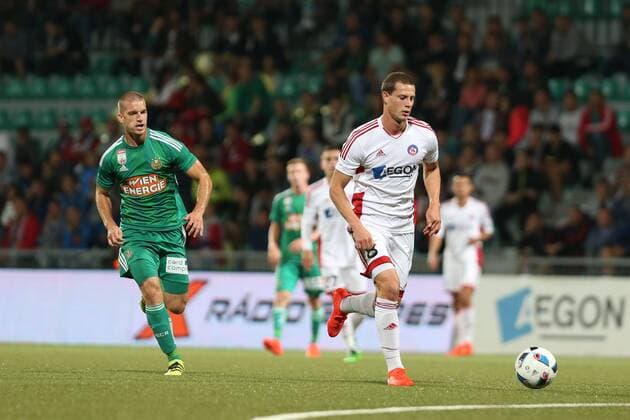 SRDJAN GRAHOVAC RAPID JAMES LAWRENCE TRENCIN - ZILINA 18.08.2016 SPORT FOOTBALL SEASON 2016 17 UEFA EUROPA LEAGUE FOURTH ROUND QUALIFICATION AS TRENCIN - RAPID WIEN - --- Newspix.pl  160818CHW033