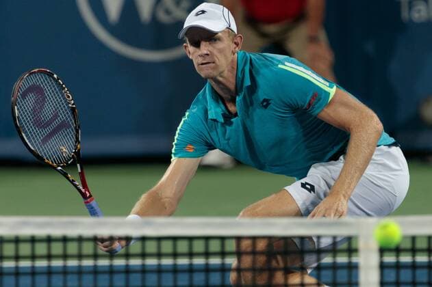August 17th, 2016: Kevin Anderson (RSA) watches his shot drop during day 6 of the Western and Southern Open at at the Lindner Family Tennis Center , Mason, Oh. Cal Media Tennis 2016 - Western And Southern Open - Day 6 - ZUMAc04_
