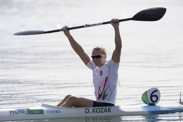 Danuta KOZAK (HUN), Jubel, jubeln, Freude, cheers, 1. Platz, Goldmedaillengewinnerin, Gold, Goldmedaille, Olympiasiegerin, Kayak Einzel k1 Sprint, 500m Frauen, Kajak, Lagoa Stadium, am 18.08.2016. Olympische Sommerspiele 2016, vom 05.08. - 21.08.2016 in Rio de Janeiro Brasilien.