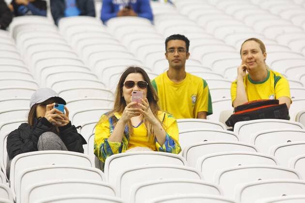 Rio 2016, Fußball Damen Spiel um Platz 3, Brasilien - Kanada, vor Spielbeginn Olimp?ada Rio 2016 Futebol SP SÃO PAULO, SP - 19.08.2016: OLIMPÍADA RIO 2016 FUTEBOL SP - Fans during the match between Brazil (BRA) x Canada (CAN), vying for the bronze Olympic Football Female, the Olympics 2016 held at the Arena Corinthians, the host city of São Paulo. (Photo: Aloisio Mauricio Fotoarena) x1189937x  AloisioxMauricio