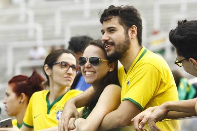 Rio 2016, Fußball Damen Spiel um Platz 3, Brasilien - Kanada, vor Spielbeginn Olimp?ada Rio 2016 Futebol SP SÃO PAULO, SP - 19.08.2016: OLIMPÍADA RIO 2016 FUTEBOL SP - Fans during the match between Brazil (BRA) x Canada (CAN), vying for the bronze OlÃmpico Women& 39;s Football, the OlimpÃada 2016, held at the Arena Corinthians, the host city of SÃ £ o Paulo. (Photo: Aloisio Mauricio Fotoarena) x1189943x  AloisioxMauricio