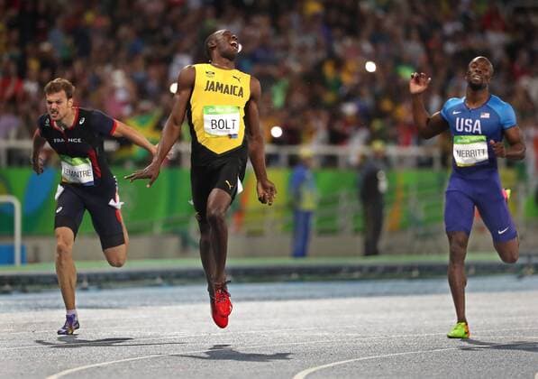 August 18, 2016 - Rio De Janeiro, MN - Minnesota, Brazil - Men s 200 meter final. France s Christophe Lemaitre, Jamaica s Usain Bolt, USA s Lashawn Merritt & Canada s Andre de Grasse. 2016 Summer Olympic Games Olympische Spiele Olympia OS - Rio Rio de Janeiro, Brazil - 08 18 2016 96120 1OLYdaily082216 - ZUMAm42_