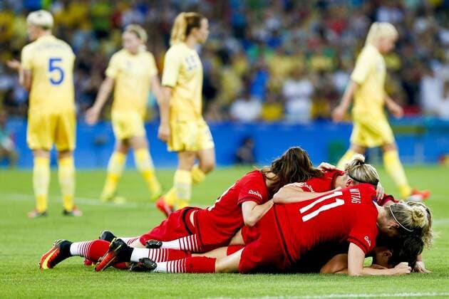 Rio 2016, Fußball Damen Finale, Deutschland - Schweden Olympics 2016 Football RJ RIO DE JANEIRO, RJ - 19.08.2016: OLYMPICS 2016 FOOTBALL RJ - Celebration of Germany& 39;s goscorscored by Marozsan during the dispute between Germany (GER) and Sweden (SWE)the end of the Olympic Womenomen& 39;s Football Rio Olympics 2016 held at Maracana Stadium in the host city Rio de Janeiro. (Photo: Marco Galvão Fotoarena) x1190669x  MarcoxGalvão