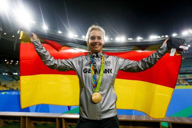 Rio 2016, Fußball, Damen, Deutschland ist Olympiasieger Olympics 2016 Football RJ RIO DE JANEIRO, RJ - 19.08.2016: OLYMPICS 2016 FOOTBALL RJ - Celebration of winning the gold medal of the German seleca during the dispute between Germany (GER) and Sweden (SWE) by the end of the Olympic Women& 39;s Foot Rll Rio Olympics 2016 held at Maracana Stadium in the host city Rio de Janeiro. (Photo: Marco Galvão Fotoarena) x1190698x  MarcoxGalvão