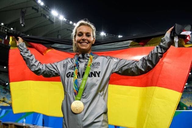 Rio 2016, Rückblick auf olympische Momente Bilder des Tages - SPORT Rio 2016, Fußball, Damen, Deutschland ist Olympiasieger Lena Goessling (GER 8) im Finale bei den olympischen Sommerspiele 2016 am 19.08.2016, Rio de Janeiro Copyright: xSchülerx xEibner-Pressefotox EP_jse