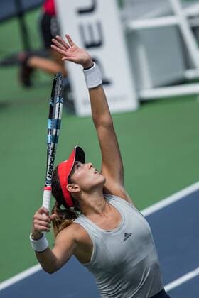 August 20, 2016 - Mason, Ohio, USA - Garbine Muguruza (ESP) serves during Saturday s semifinal round of the Western and Southern Open at the Lindner Family Tennis Center, Mason, Oh. Tennis 2016 - Western And Southern Open - Day 8 - ZUMAs304