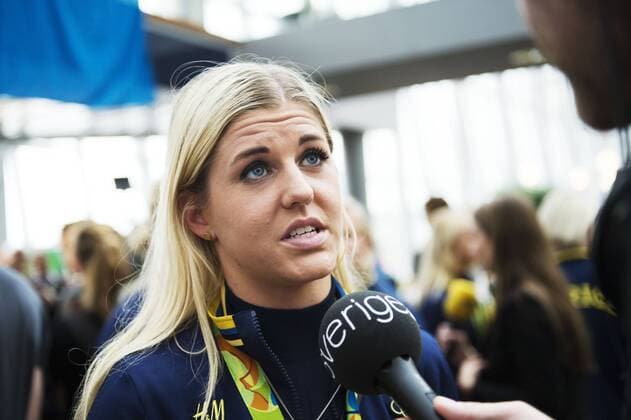 Rio 2016, Fußball Damen, Empfang der schwedischen Nationalmannschaft in Stockholm Olivia Schough - Stockholm, Schweden - Fussball, Empfang Fussball Nationalteam Schweden der Damen nach Gewinn der Bronze-Medaille.  Copyright: LINNEAxRHEBORG BB160821LN048
