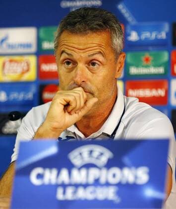 Fußball, CL Quali, FC Villarreal - Training und PK - Fran Escriba. FC Villarreal training session in Monaco. In this picture, Fran Escriba at press confernece. xAngelxRiverox 