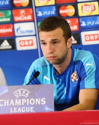SOCCER - UEFA CL quali, RBS vs Zagreb SALZBURG,AUSTRIA,23.AUG.16 - SOCCER - UEFA Champions League, Play-off qualification, Red Bull Salzburg vs GNK Dinamo Zagreb, preview, press conference PK Pressekonferenz of Zagreb. Image shows Domagoj Antolic (Zagreb). GEPAxpictures xFelixxRoittner