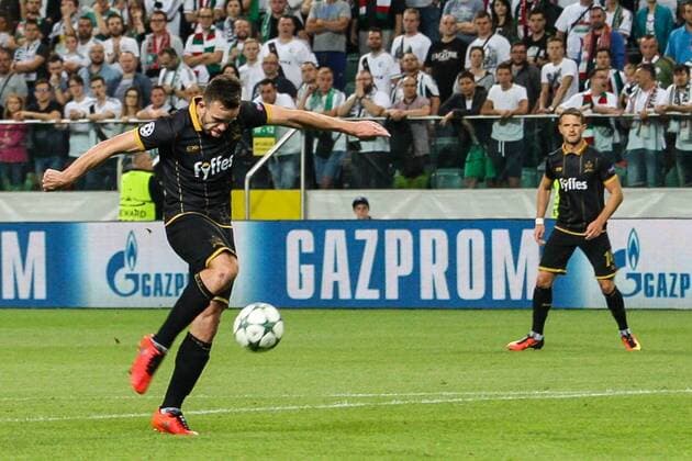 2016.8.23, Warszawa , UEFA Champions League , Legia Warsaw - Dundalk FC Legia Warszawa - Dundalk FC pictured: Robert Benson (Dundalk) gol bramka goal fot. TomaszxJastrzebowski Foto Olimpik NEWSPIX.PL --- Newspix.pl  20160823toja40