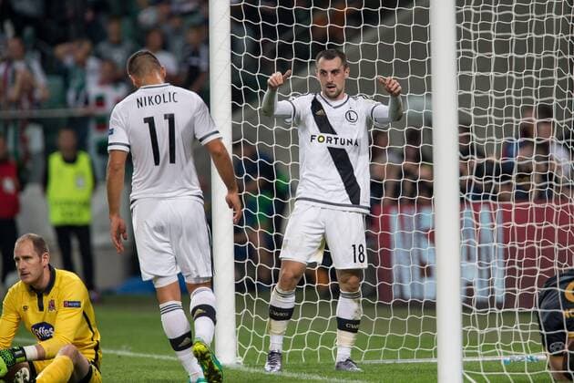 2016.8.23, Warszawa , UEFA Champions League , Legia Warsaw - Dundalk FC Legia Warszawa - Dundalk FC pictured: Michal Kucharczyk (Legia), Nemanja Nikolic (Legia), Gary Rogers (Dundalk) fot. LukaszxSkwiot Foto Olimpik NEWSPIX.PL --- Newspix.pl  23082016_lusk_008