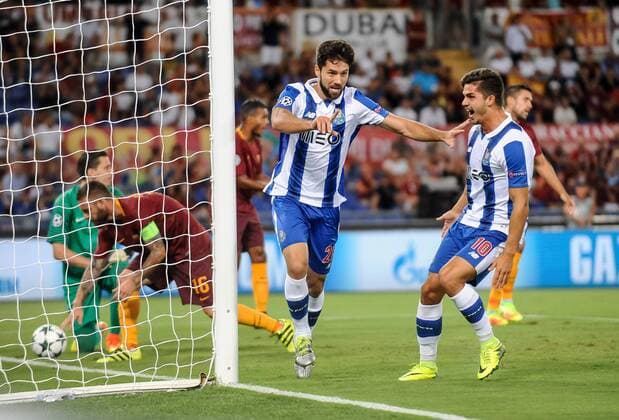 August 23, 2016 - Rome, Italy - Felipe of Porto celebrates scoring his side first goal during the UEFA Champions League playoff match between AS Roma and FC Porto, at Olympic Stadium in Rome on August 23, 2016. AS Roma v Porto - UEFA Champions League  - ZUMAn230