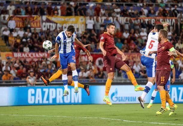 August 23, 2016 - Rome, Italy - Felipe of Porto scores his side first goal during the UEFA Champions League playoff match between AS Roma and FC Porto, at Olympic Stadium in Rome on August 23, 2016. AS Roma v Porto - UEFA Champions League  - ZUMAn230