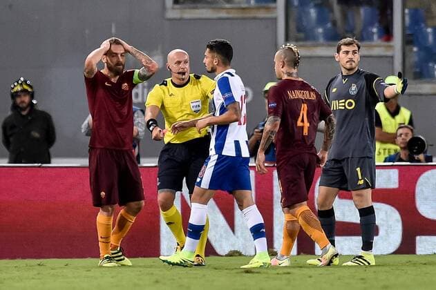 June 21, 2016 - Rome, Italy - Daniele De Rossi of Roma gets a red card from referee during the UEFA Champions League playoff match between AS Roma and FC Porto, at Olympic Stadium in Rome on August 23, 2016. AS Roma v Porto - UEFA Champions League  - ZUMAn230