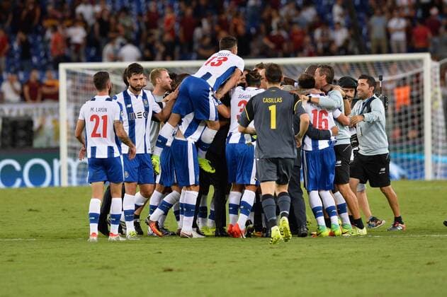 August 23, 2016 - Rome, Italy - Players FC Porto celebrates during the champions league football match A.S. Roma vs Porto F.C. at the Olympic Stadium in Rome, on august 23, 2016. AS Roma v Porto - UEFA Champions League  - ZUMAn230