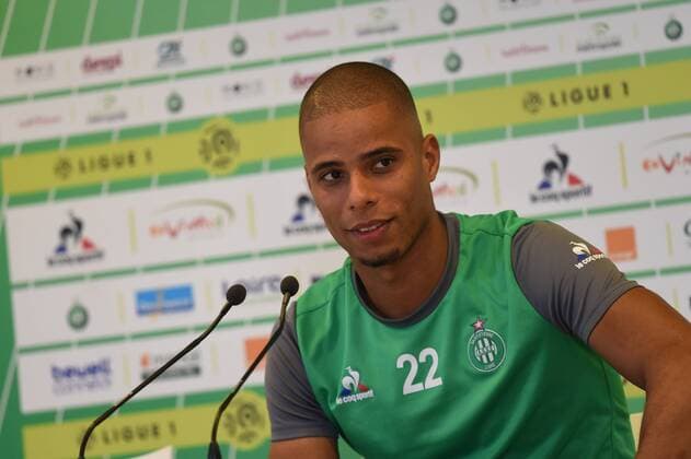 Fußball, EL Quali, AS St. Etienne PK Kevin Monnet Paquet (saint etienne) FOOTBALL : Conference de presse Saint Etienne - Europa Ligue - Barrage - 24 08 2016 FredericChambert Panoramic 