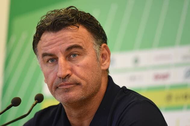 Fußball, EL Quali, AS St. Etienne PK Christophe Galtier (entraineur saint etienne) FOOTBALL : Conference de presse Saint Etienne - Europa Ligue - Barrage - 24 08 2016 FredericChambert Panoramic 