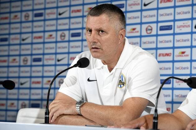 Lokomotivo s head coach Tomislav Ivkovic pictured during a press conference PK Pressekonferenz of Croatian first league soccer team Lokomotiva Zagreb in Genk, Wednesday 24 August 2016. Tomorrow KRC Genk is playing the return leg of the playoff round in the Europa League competition against Lokomotiva Zagreb. First leg ended on 2-2 draw result in Croatia. YORICKxJANSENS  x04917932x