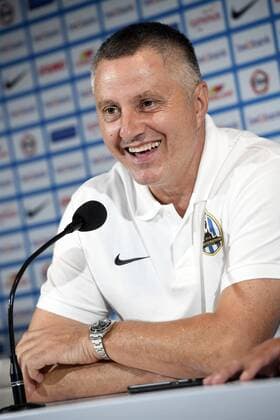 Lokomotivo s head coach Tomislav Ivkovic pictured during a press conference PK Pressekonferenz of Croatian first league soccer team Lokomotiva Zagreb in Genk, Wednesday 24 August 2016. Tomorrow KRC Genk is playing the return leg of the playoff round in the Europa League competition against Lokomotiva Zagreb. First leg ended on 2-2 draw result in Croatia. YORICKxJANSENS  x04917937x