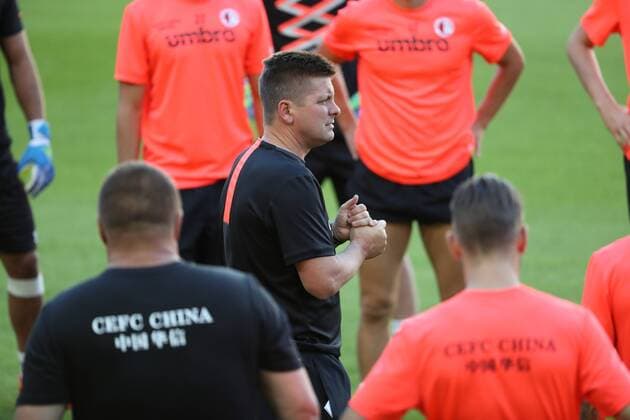 Slavia s head coach Dusan Uhrin pictured during a training of Czech first league club Slavia Praha, Wednesday 24 August 2016, in Anderlecht. Tomorrow Anderlecht is playing the return leg of the playoff round in the Europa League competition against Czech Slavia Prague. First leg ended on 0-3 in Czech Republic. VIRGINIExLEFOUR  x04918039x