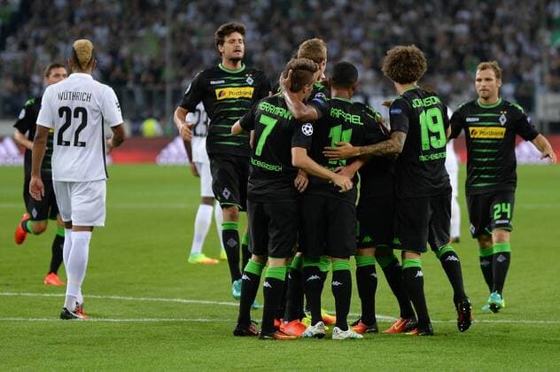 Torjubel von Borussia Mönchengladbach nach dem 1:0 von Thorgan Hazard (Borussia Mönchengladbach) Mönchengladbach, Deutschland, 24.08.2016 - Fussball, UEFA Championsleague, Borussia Mönchengladbach - BSC Young Boys, Fussball, UEFA Championsleague, Borussia Mönchengladbach - BSC Young Boys, xklx