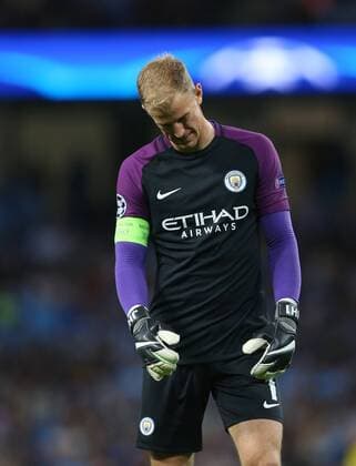 Joe Hart of Manchester City gets emotional and thanks the fans as they chant his name during the Champions League Play Off 2nd Leg match at the Etihad Stadium, Manchester. Picture date: August 24th, 2016. Pic Simon Bellis Sportimage EDITORIAL USE ONLY. No use with unauthorised audio, video, data, fixture lists, club league logos or live services. Online in-match use limited to 120 images, no video emulation. No use in betting, games or single club league player publications.